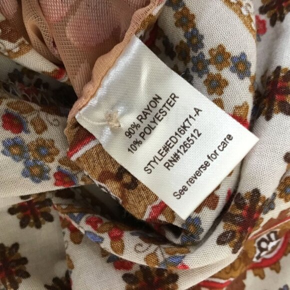 ARATTA Burnout Velvet Burnout Paisley Floral Boho Tunic Top M Sheer Mid Length - Picture 11 of 11